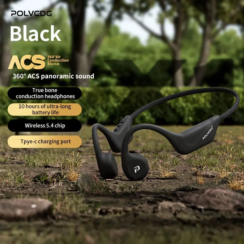 Polvcdg Bone Conduction Bluetooth Wireless Headphones - High-Quality Sound, Suitable for Connecting to Mobile Phones. Perfect for Calls, While Exercising, Running or during Sports. Sweat-Resistant. Long-Wearing without Causing Discomfort Christmas Gift