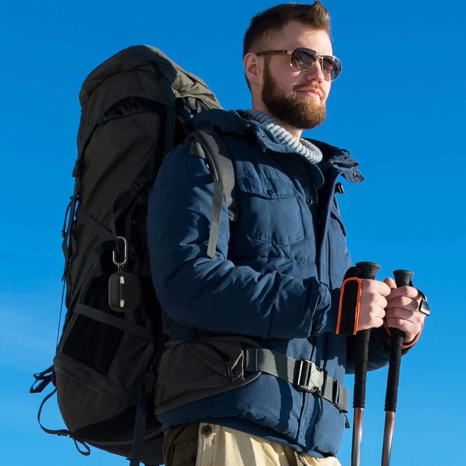 Silicone Earphone Case with Carabiner, Solid Color Anti-Fall Earphones Protective Case for Airpods Pro 2, Soft Earphone Protector with Visible LED Charging Indicator for Women & Men, Earbuds