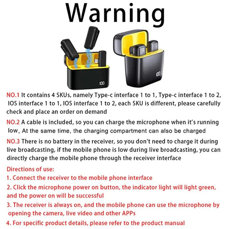 Wireless Lavalier Microphone, 1 Box USB Rechargeable Wireless Microphone with Charging Case, Noise Cancelling Microphone for Professional Recording, Vlog Live Streaming, Interviews, Singing