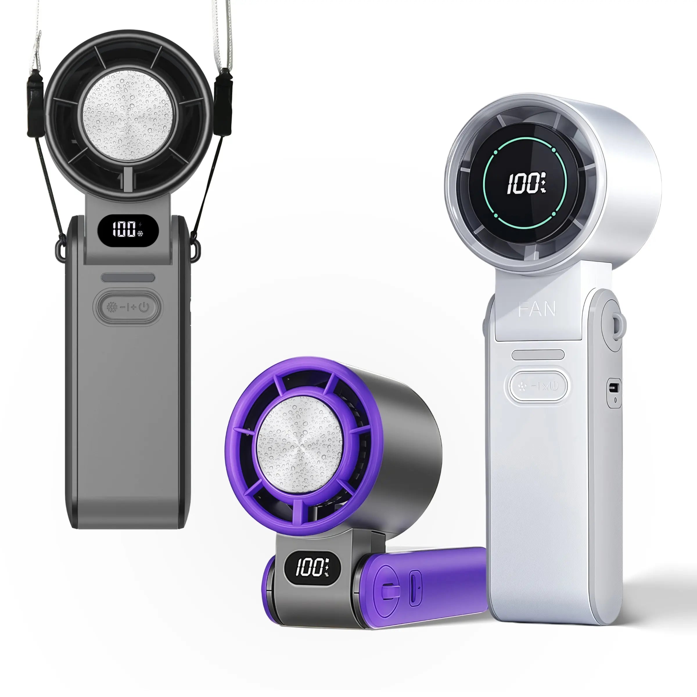 Portable Handheld Fan, Portable Cooling Fan, 3600Mah Rechargeable Mini Fan with LED Display, Multifunctional Smart Control Fan for Travel, Outdoor, Exercise, Work, Home USB Portable Personal Fan