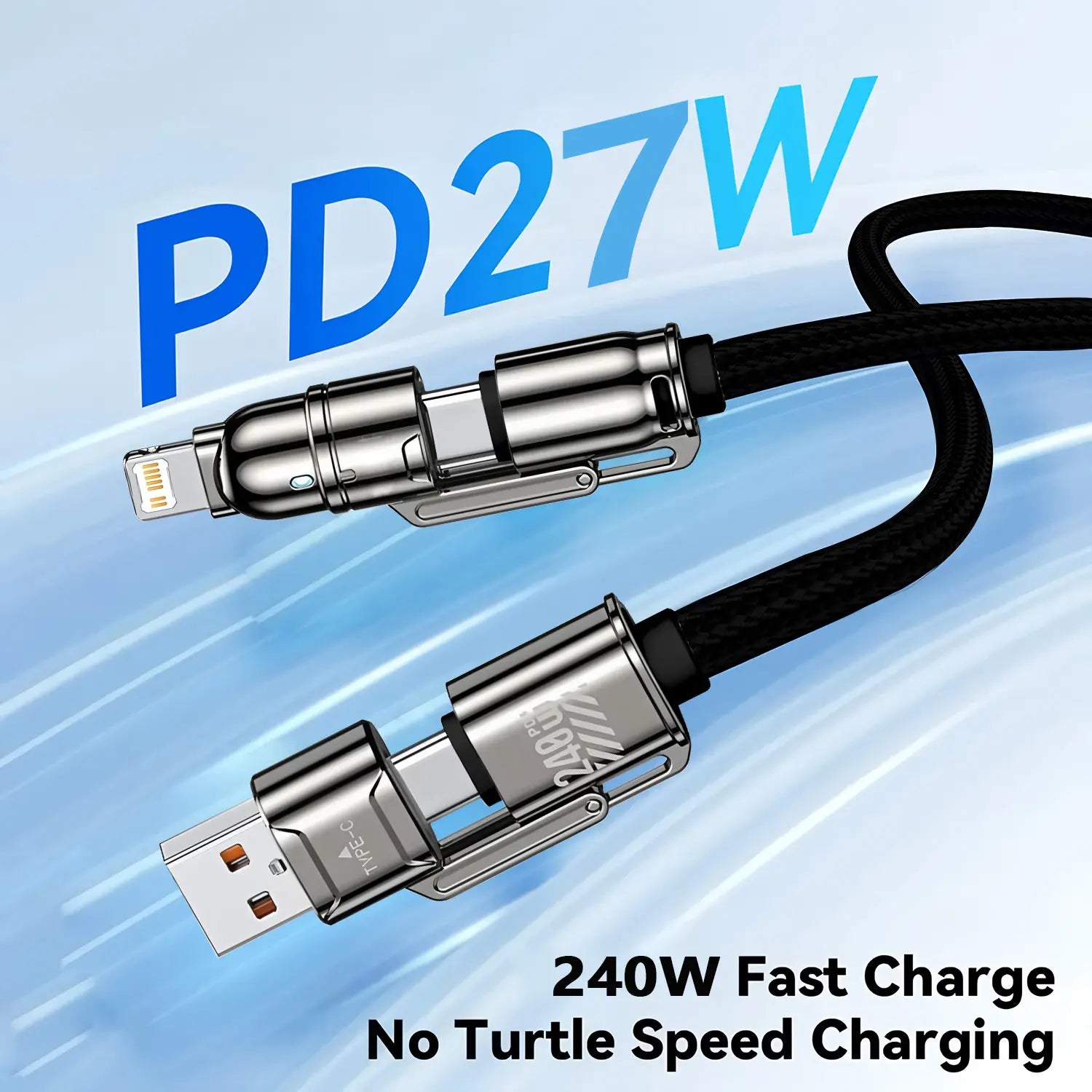 240W Fast Charging Cable Type C & Ios Devices, Multifunctional Charging Cable, Multi-Function Data Line for Iphone Android Phones, High-Speed Charger Accessory