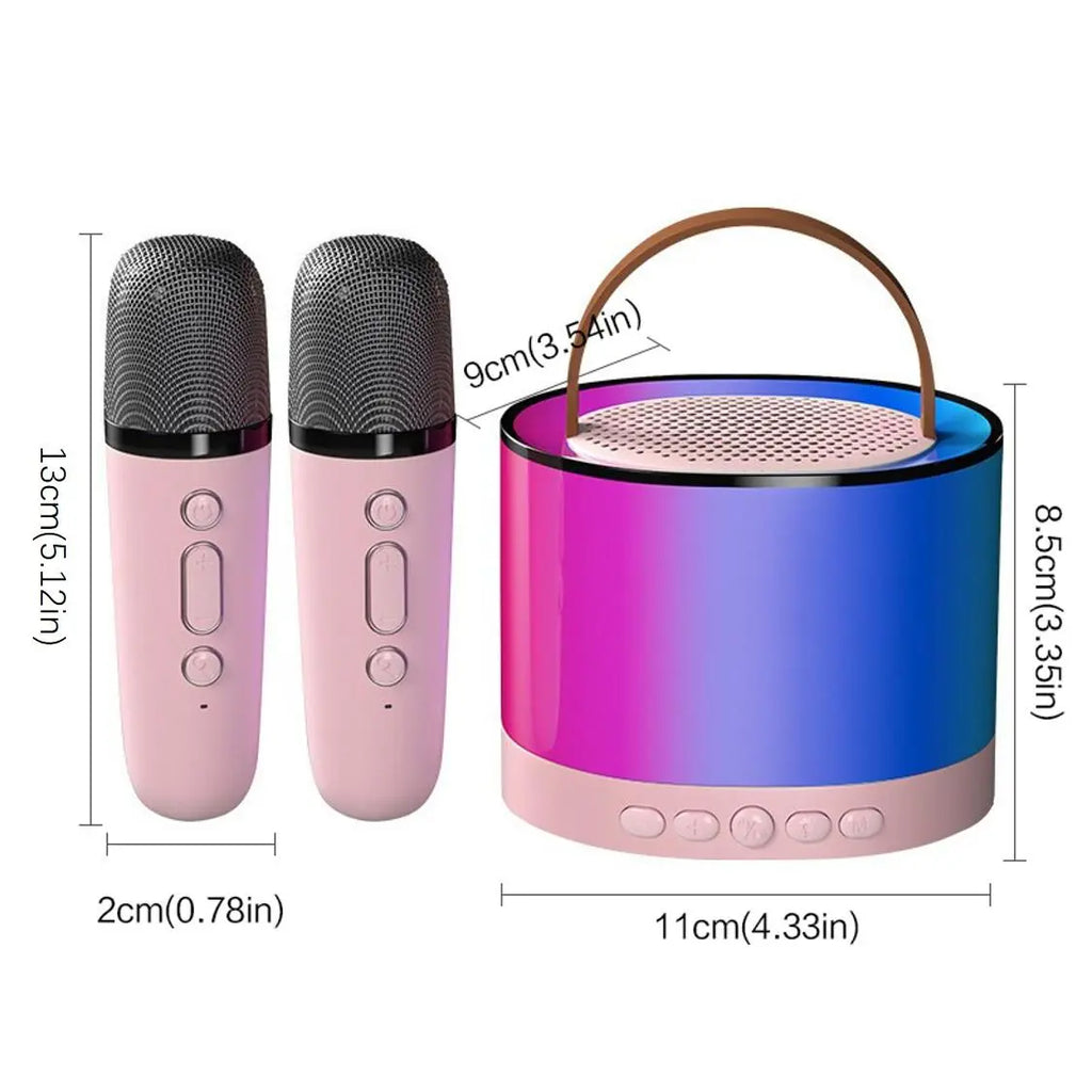 Portable Mini Karaoke Speaker with 2 Microphones, Wireless Outdoor Speaker, Home Singing Karaoke Wireless Speaker