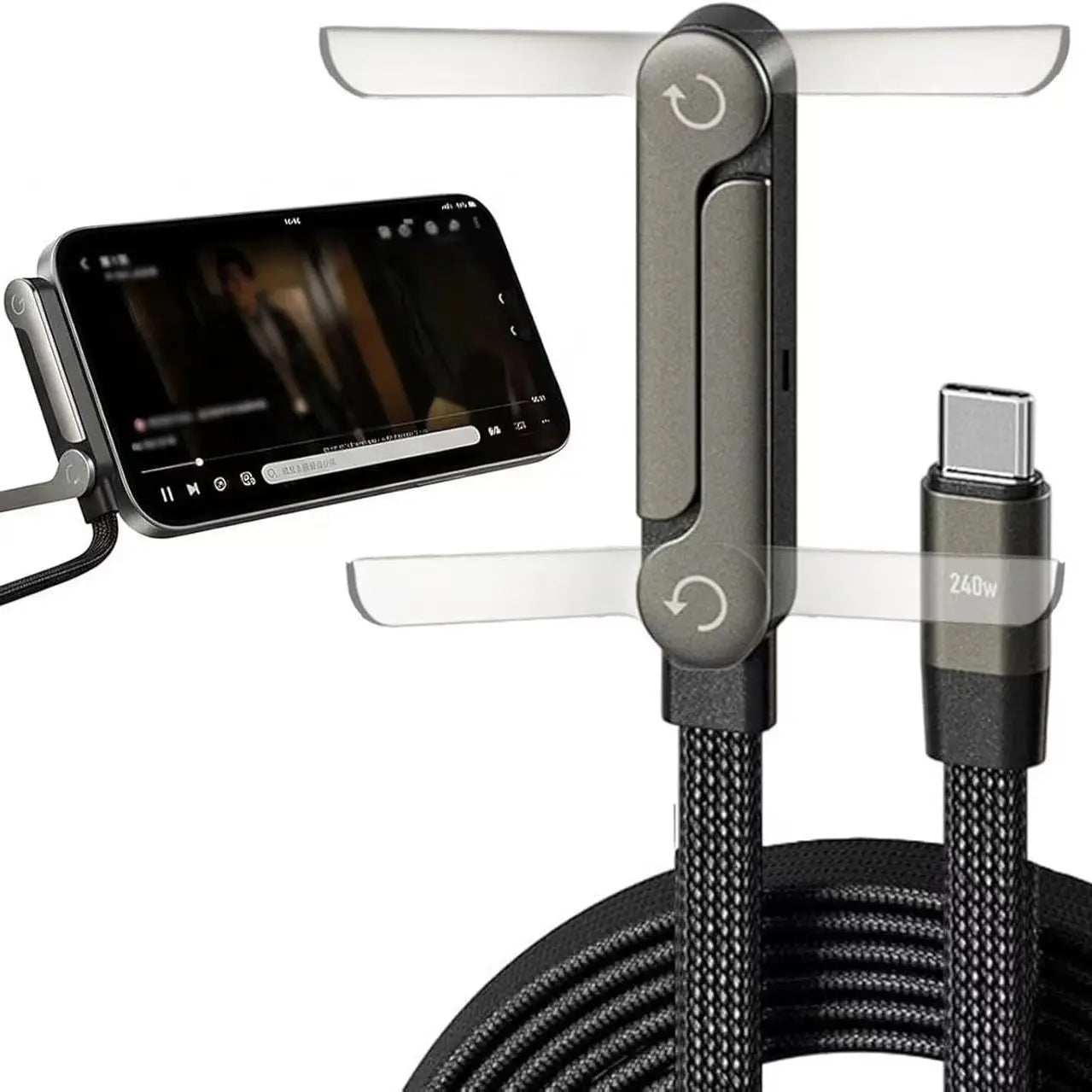 240W Gaming Mobile Phone Charging Cable, Compatible with Apple Iphone & Huawei Ptc Fast Charge Data Line, Dual-Function Charger, Connector