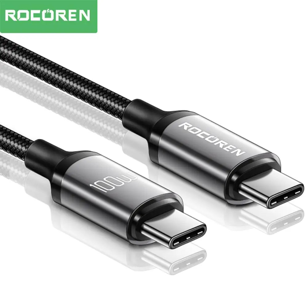 Rocoren 100W USB C to Type C Cable, USB PD 3.0 Fast Charging Charger Wire Cord, Universal Data Cable for Macbook Pro Air Laptop Iphone 15 Pro Max Samsung Mobile Phone