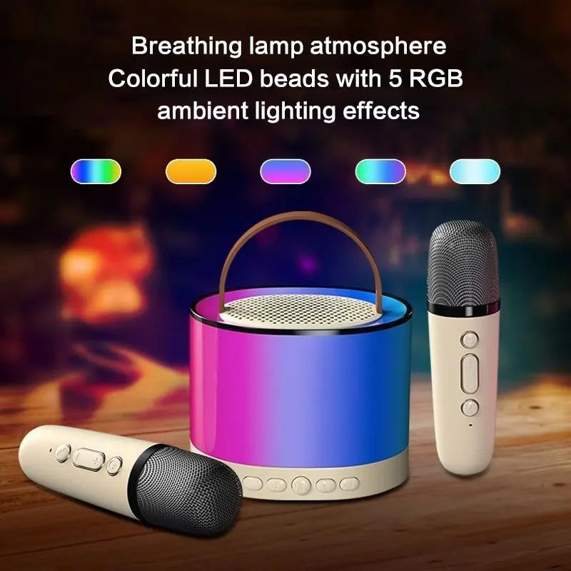 Portable Mini Karaoke Speaker with 2 Microphones, Wireless Outdoor Speaker, Home Singing Karaoke Wireless Speaker