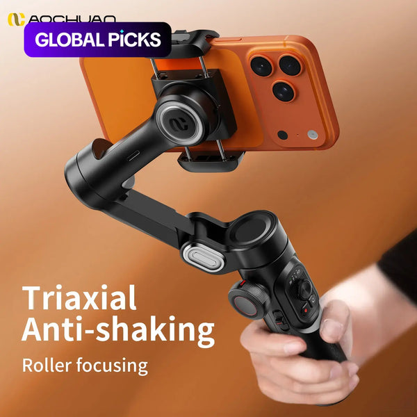 Foldable Phone Gimbal Stabilizer, Cellphone Camera Stabilizer, 1 Count 3-Axis Smartphone Gimbal with Focus Wheel, Vlog Stabilizer for Iphone 15/14/13/12 Pro Max & Android, Handheld Gimbal Stabilizer #GLOBAL PICKS