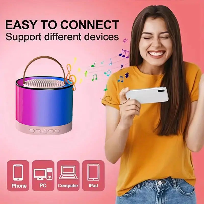 Portable Mini Karaoke Speaker with 2 Microphones, Wireless Outdoor Speaker, Home Singing Karaoke Wireless Speaker