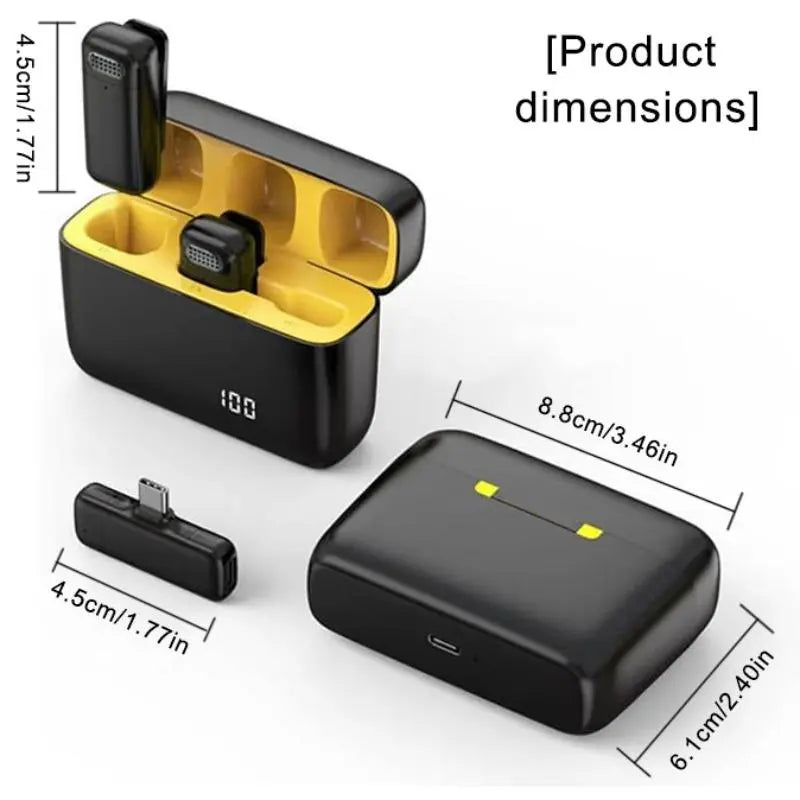 Wireless Lavalier Microphone, 1 Box USB Rechargeable Wireless Microphone with Charging Case, Noise Cancelling Microphone for Professional Recording, Vlog Live Streaming, Interviews, Singing