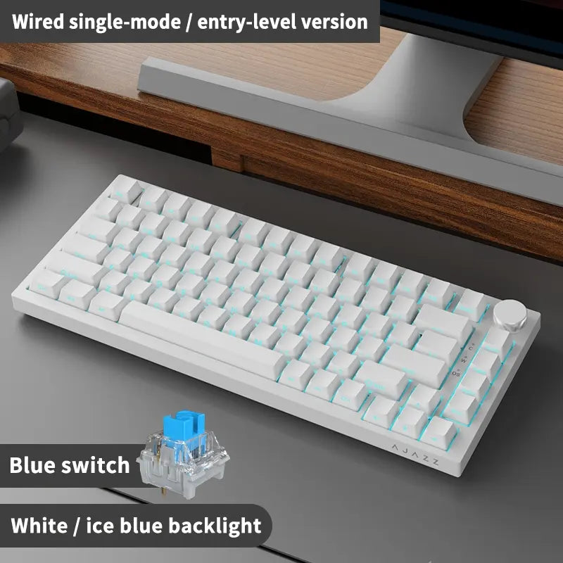 AJAZZ AK820 Wired Mechanical Gaming Keyboard, 75% Layout 82-Key Hot-Swappable Design with Metal Volume Knob, Gasket Structure and 5-Layer Filled PBT Keycaps, Ergonomic Keyboard for Esports & Office Use #GLOBAL PICKS