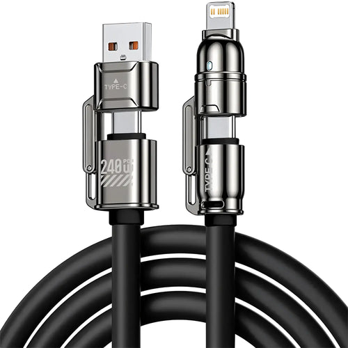 240W Fast Charging Cable Type C & Ios Devices, Multifunctional Charging Cable, Multi-Function Data Line for Iphone Android Phones, High-Speed Charger Accessory