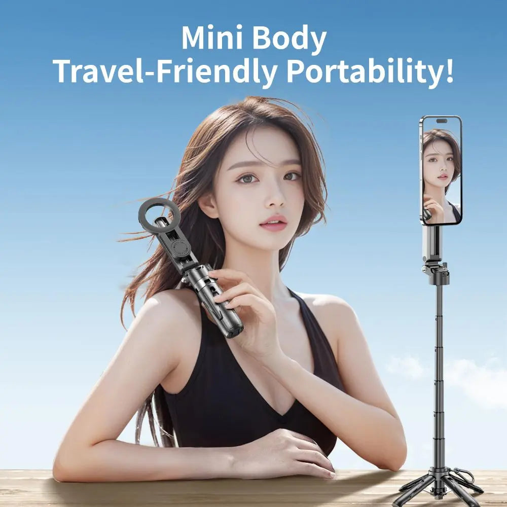 2-In-1 Selfie Stick Tripod, Retractable Grip Cell Phone Tripod with Detachable Remote, Mini Cell Phone Grip, Vlog Livestreaming for Photography, Videography Equipment