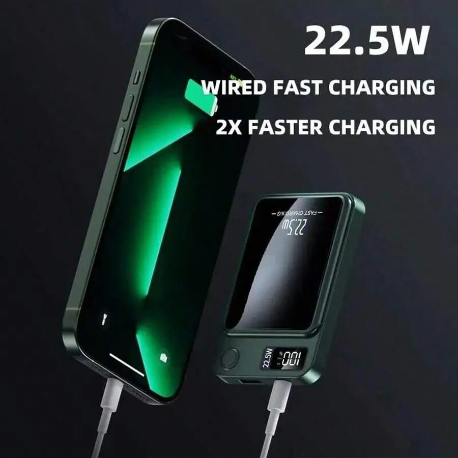 Portable Magnetic Mini 10000Mah Wireless Fast Charger with LED Digital Display for Outdoor Travel and Emergency Power for Phone, Magnetic Power Bank Charger