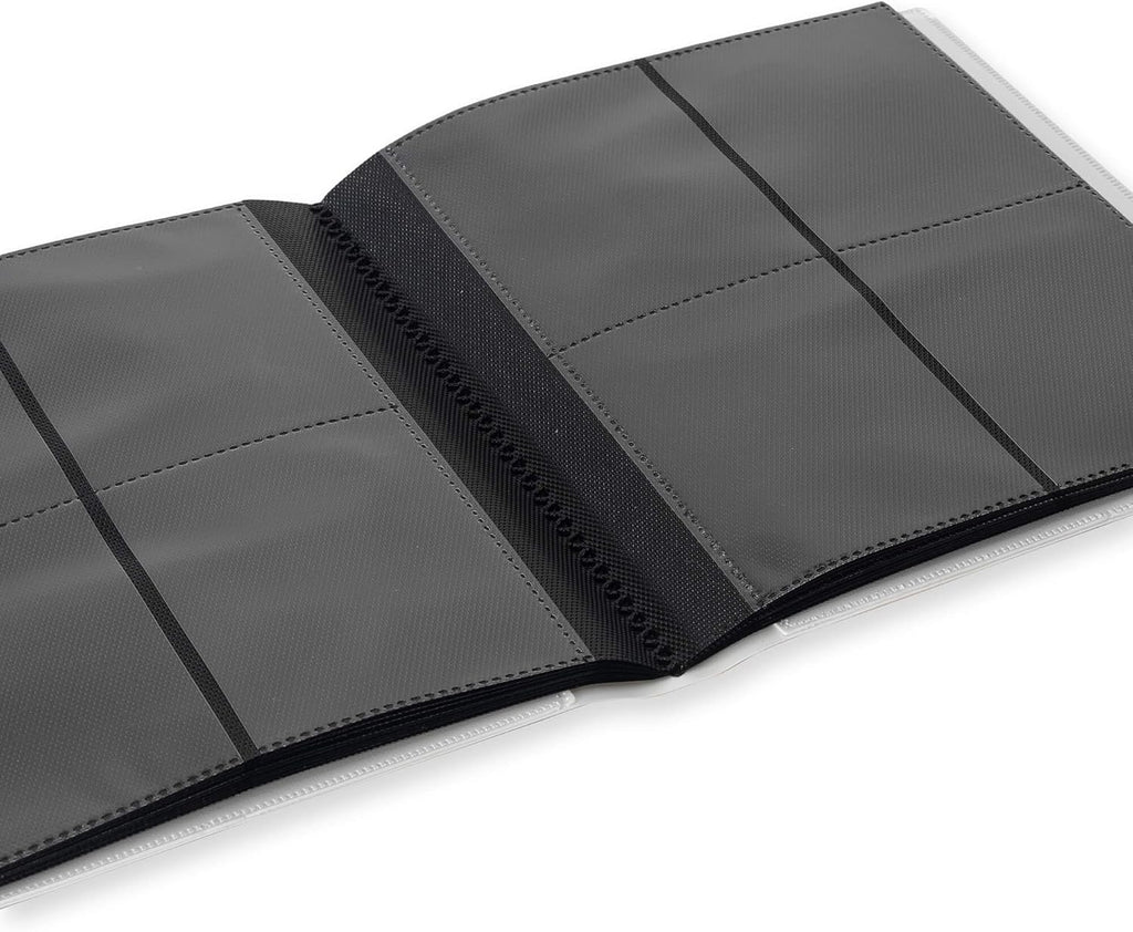 4 Pocket Trading Card Strap Binder, 160 Cards, Standard, 20 Side-Loading Pages, TCG (White)