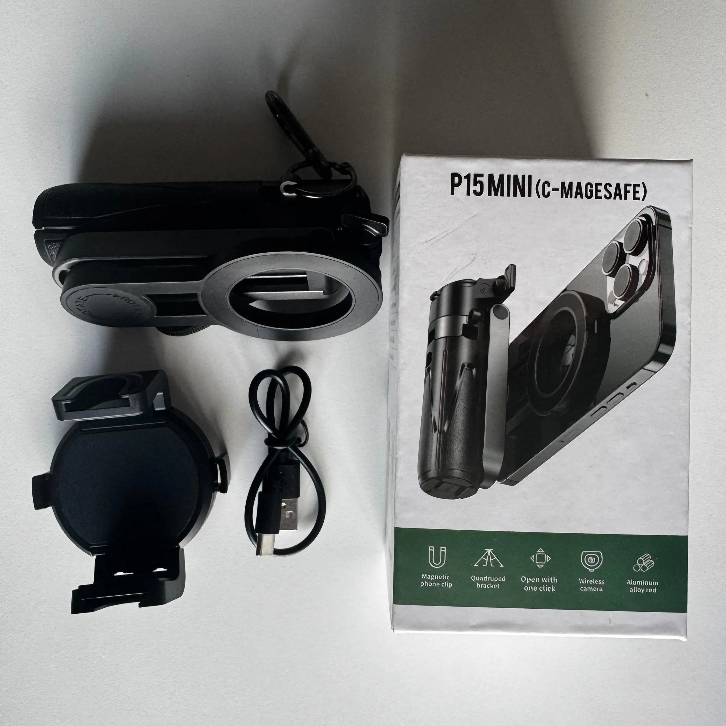 2-In-1 Selfie Stick Tripod, Retractable Grip Cell Phone Tripod with Detachable Remote, Mini Cell Phone Grip, Vlog Livestreaming for Photography, Videography Equipment