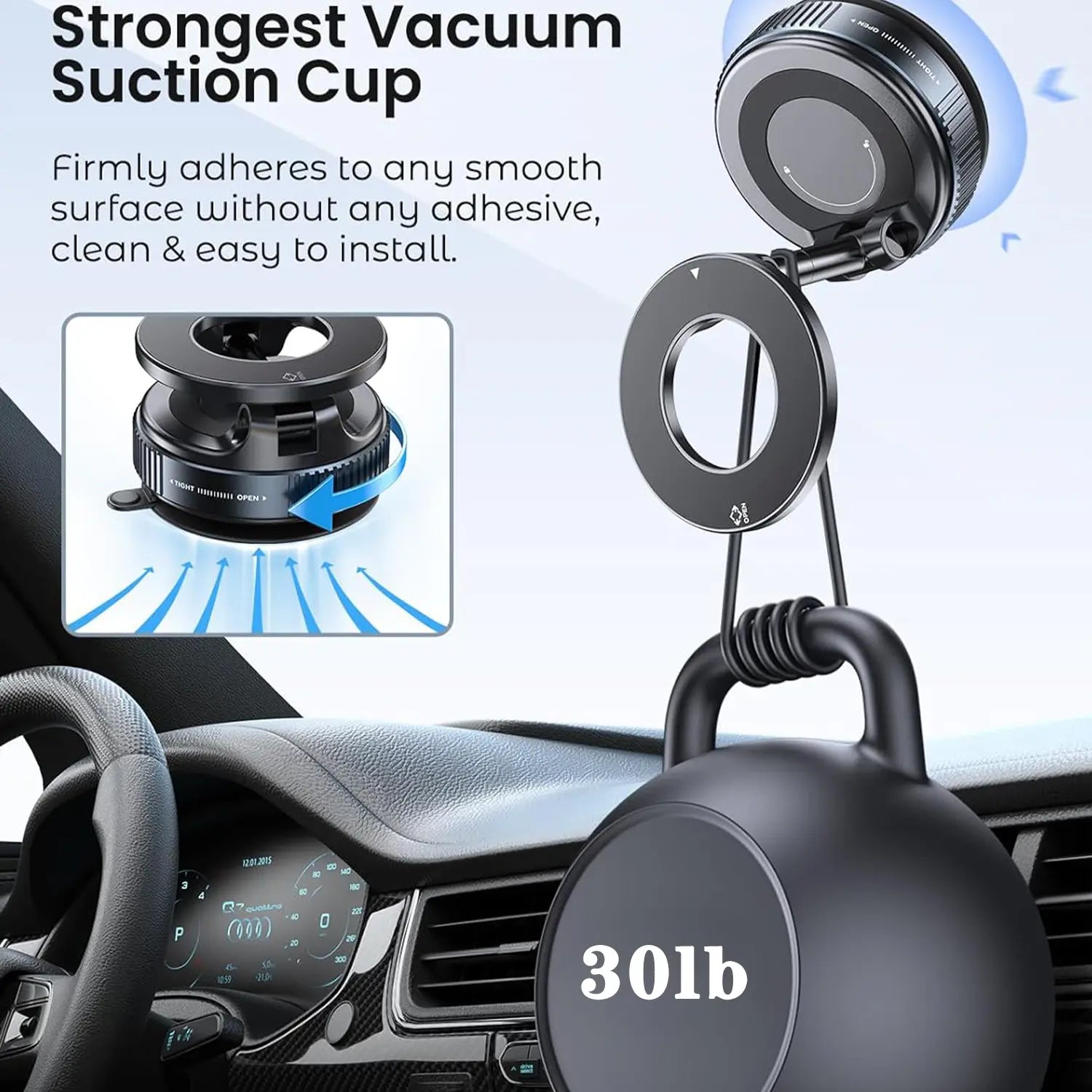 Magnetic Suction Cup Phone Holder, 360° Adjustable Magnetic Phone Holder, Pocket-Sized Foldable Portable Phone Holder for All Smartphones, Car Magnetic Phone Holder