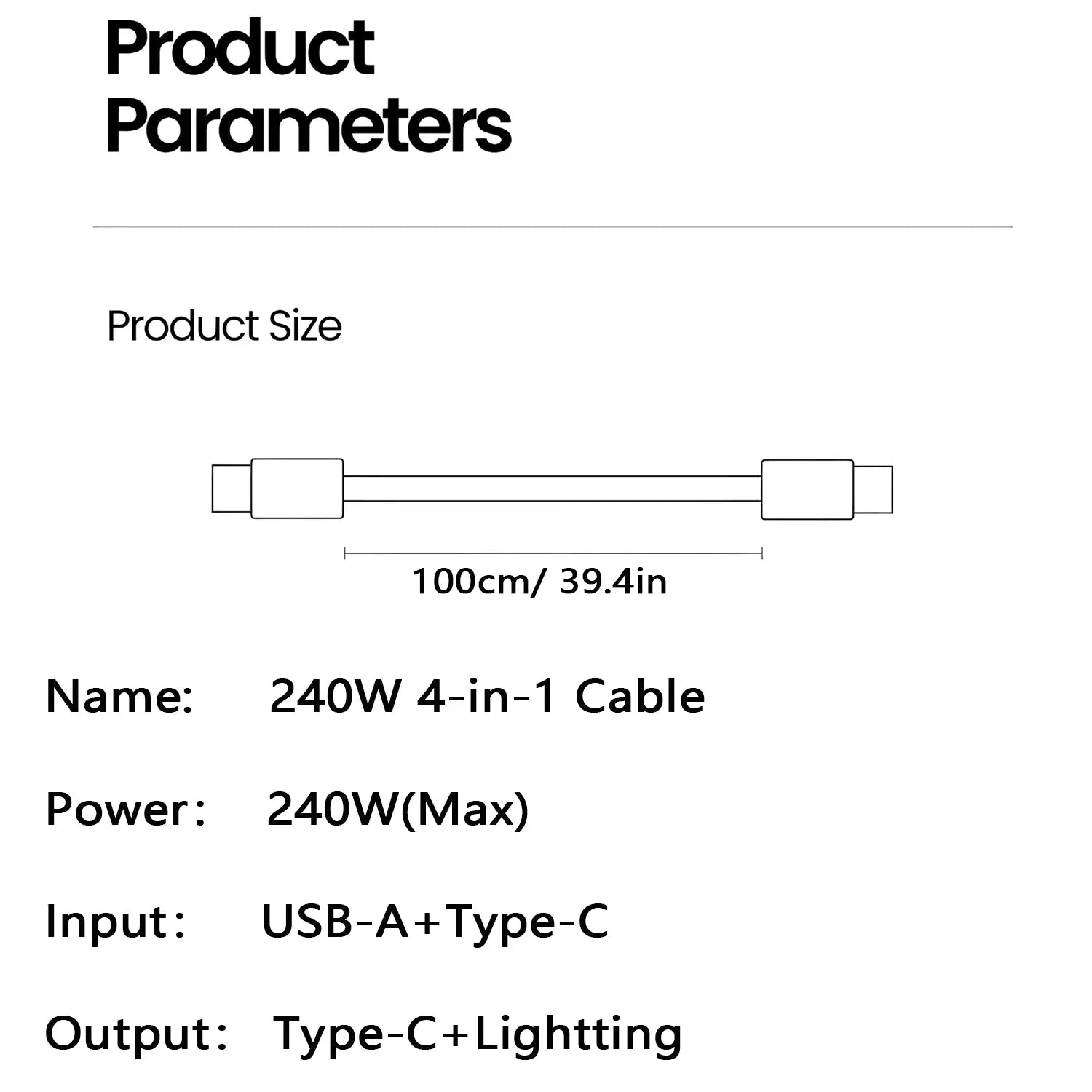 240W Fast Charging Cable Type C & Ios Devices, Multifunctional Charging Cable, Multi-Function Data Line for Iphone Android Phones, High-Speed Charger Accessory