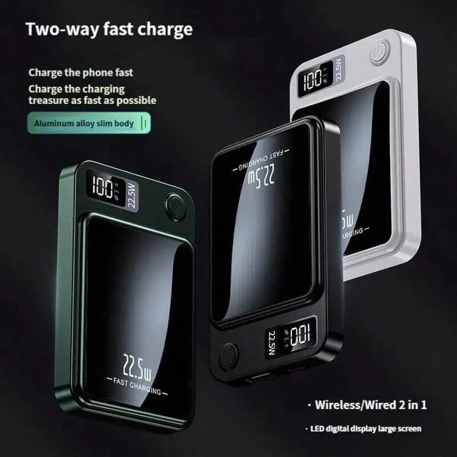 Portable Magnetic Mini 10000Mah Wireless Fast Charger with LED Digital Display for Outdoor Travel and Emergency Power for Phone, Magnetic Power Bank Charger