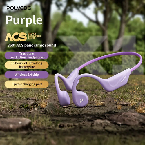 Polvcdg Bone Conduction Bluetooth Wireless Headphones - High-Quality Sound, Suitable for Connecting to Mobile Phones. Perfect for Calls, While Exercising, Running or during Sports. Sweat-Resistant. Long-Wearing without Causing Discomfort Christmas Gift