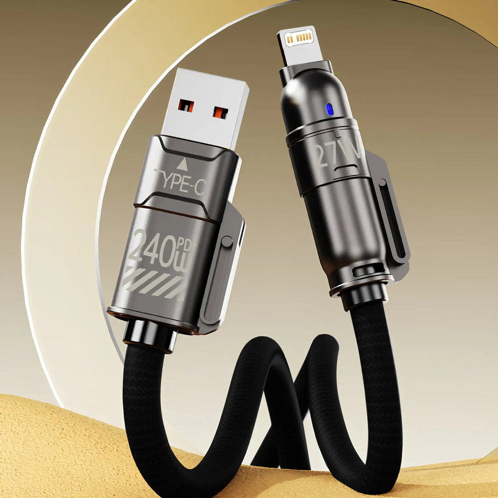240W Fast Charging Cable Type C & Ios Devices, Multifunctional Charging Cable, Multi-Function Data Line for Iphone Android Phones, High-Speed Charger Accessory