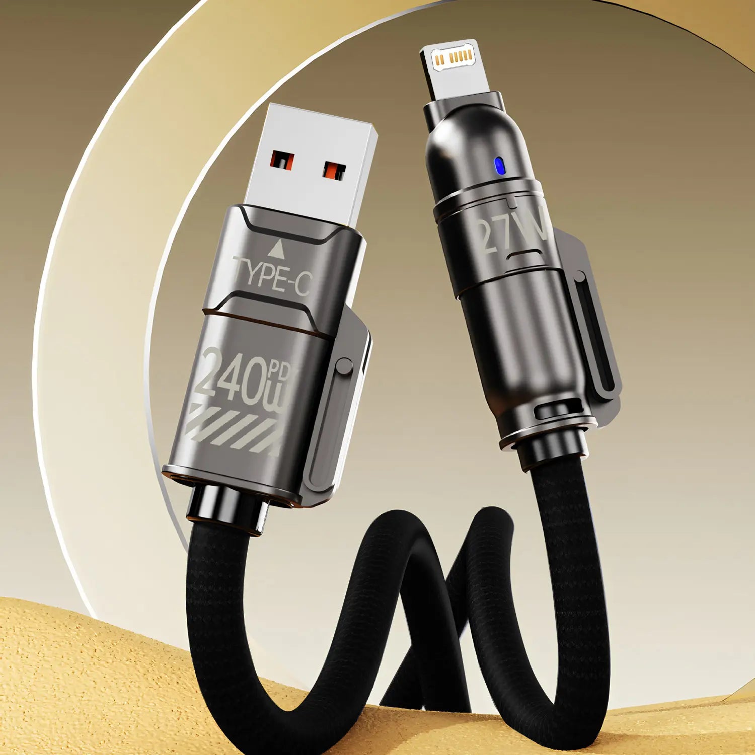 240W Fast Charging Cable Type C & Ios Devices, Multifunctional Charging Cable, Multi-Function Data Line for Iphone Android Phones, High-Speed Charger Accessory