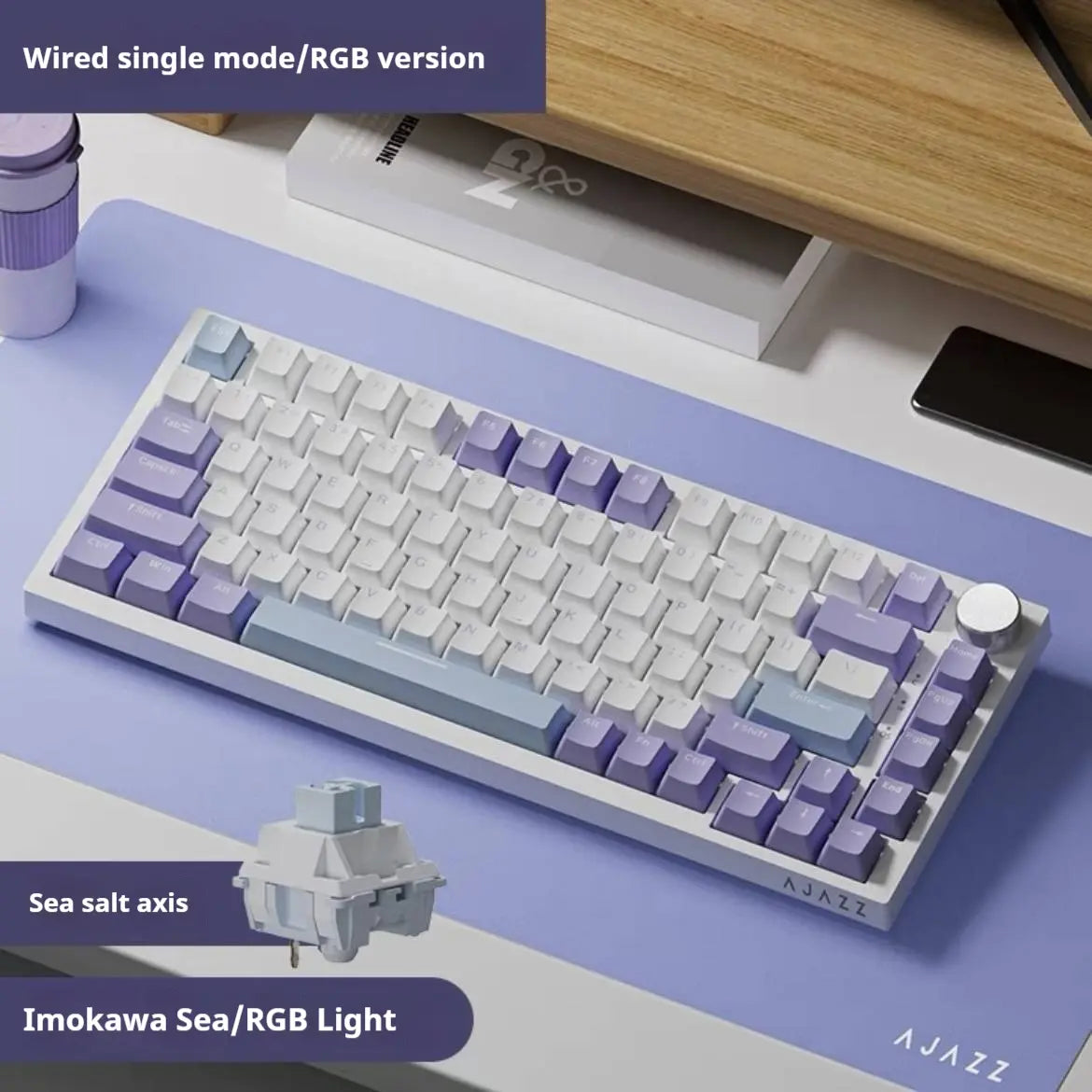 AJAZZ AK820 Wired Mechanical Gaming Keyboard, 75% Layout 82-Key Hot-Swappable Design with Metal Volume Knob, Gasket Structure and 5-Layer Filled PBT Keycaps, Ergonomic Keyboard for Esports & Office Use #GLOBAL PICKS