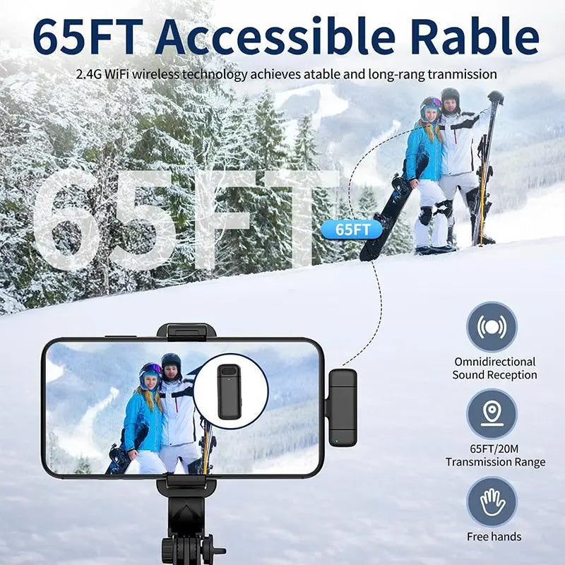 Wireless Lavalier Microphone, 1 Box USB Rechargeable Wireless Microphone with Charging Case, Noise Cancelling Microphone for Professional Recording, Vlog Live Streaming, Interviews, Singing
