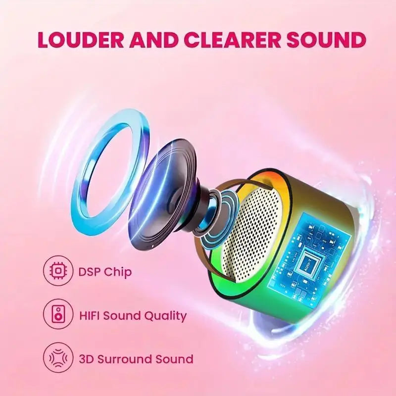Portable Mini Karaoke Speaker with 2 Microphones, Wireless Outdoor Speaker, Home Singing Karaoke Wireless Speaker