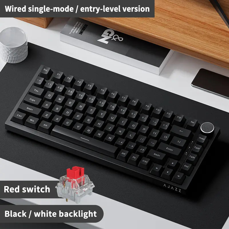 AJAZZ AK820 Wired Mechanical Gaming Keyboard, 75% Layout 82-Key Hot-Swappable Design with Metal Volume Knob, Gasket Structure and 5-Layer Filled PBT Keycaps, Ergonomic Keyboard for Esports & Office Use #GLOBAL PICKS