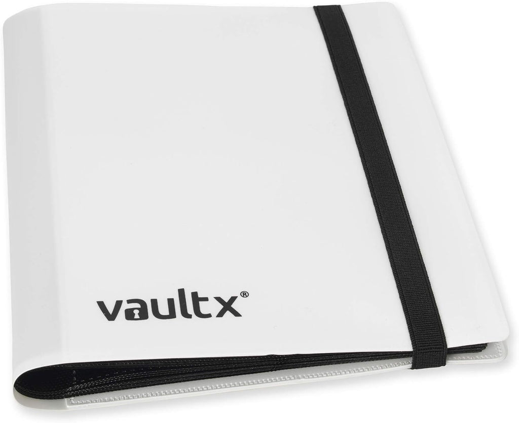 4 Pocket Trading Card Strap Binder, 160 Cards, Standard, 20 Side-Loading Pages, TCG (White)