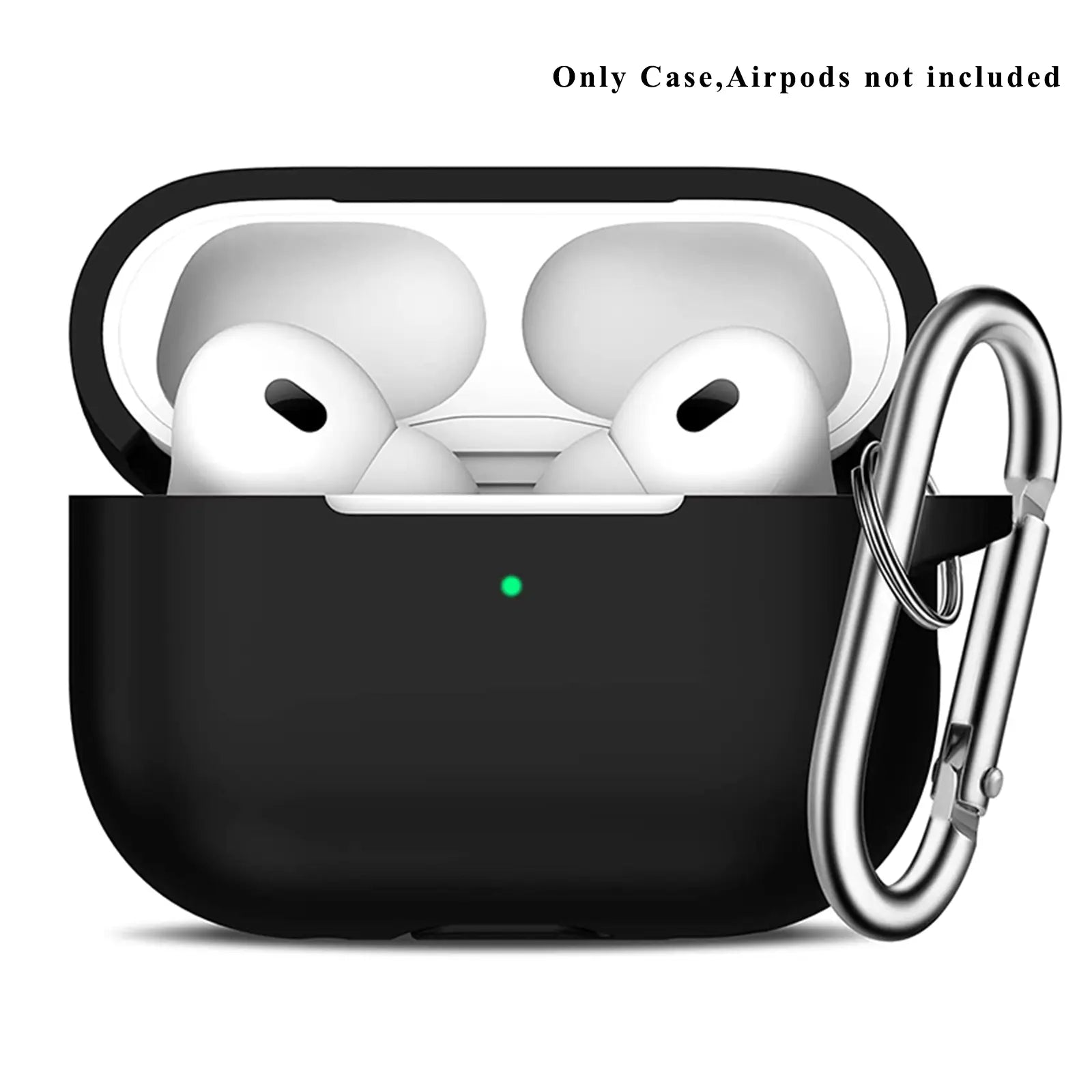 Silicone Earphone Case with Carabiner, Solid Color Anti-Fall Earphones Protective Case for Airpods Pro 2, Soft Earphone Protector with Visible LED Charging Indicator for Women & Men, Earbuds