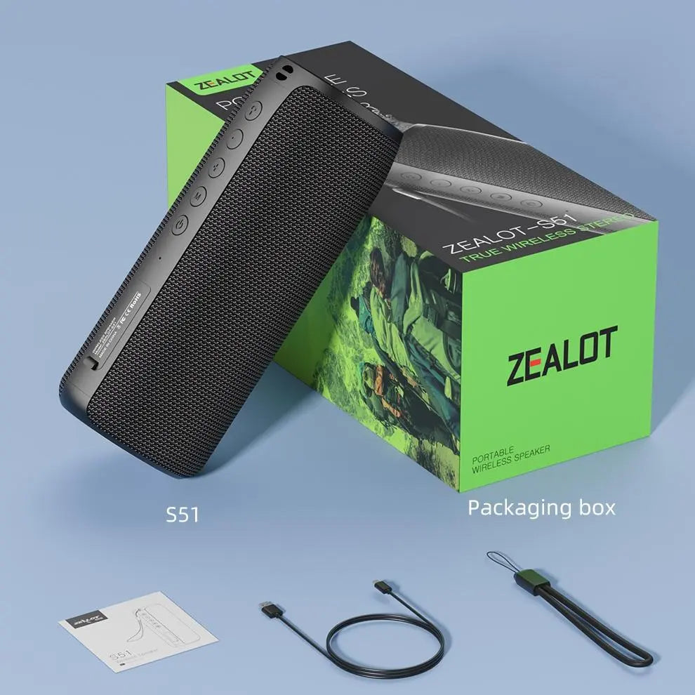ZEALOT S51 Portable Wireless Speaker, Waterproof & Dustproof Wireless Speaker, Rechargeable Speakers Suitable for Indoor & Outdoor Use