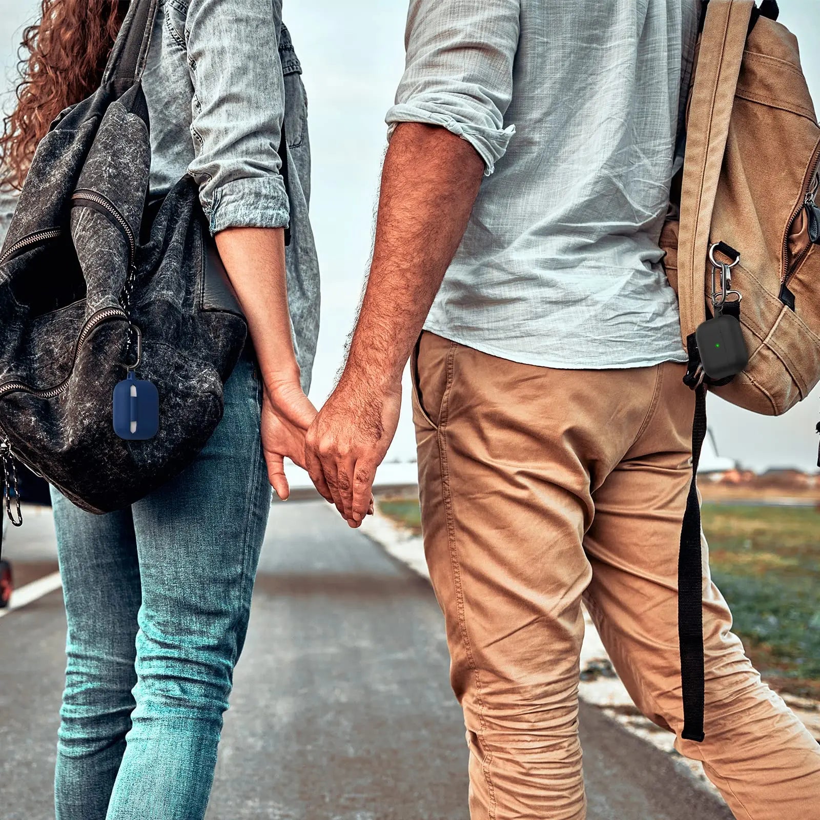 Silicone Earphone Case with Carabiner, Solid Color Anti-Fall Earphones Protective Case for Airpods Pro 2, Soft Earphone Protector with Visible LED Charging Indicator for Women & Men, Earbuds